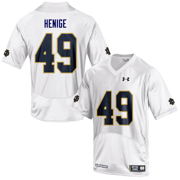 Men's NCAA Notre Dame Fighting Irish #49 Jack Henige Stitched College Under Armour Authentic White Football Jersey SO10Z37QF